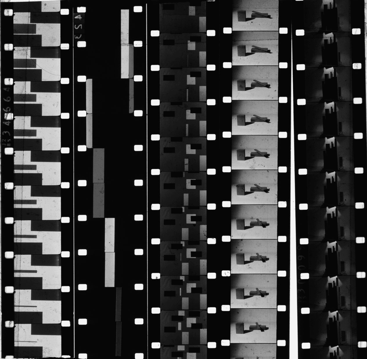 16-mm film strips from Hans Richter’s unfin- image